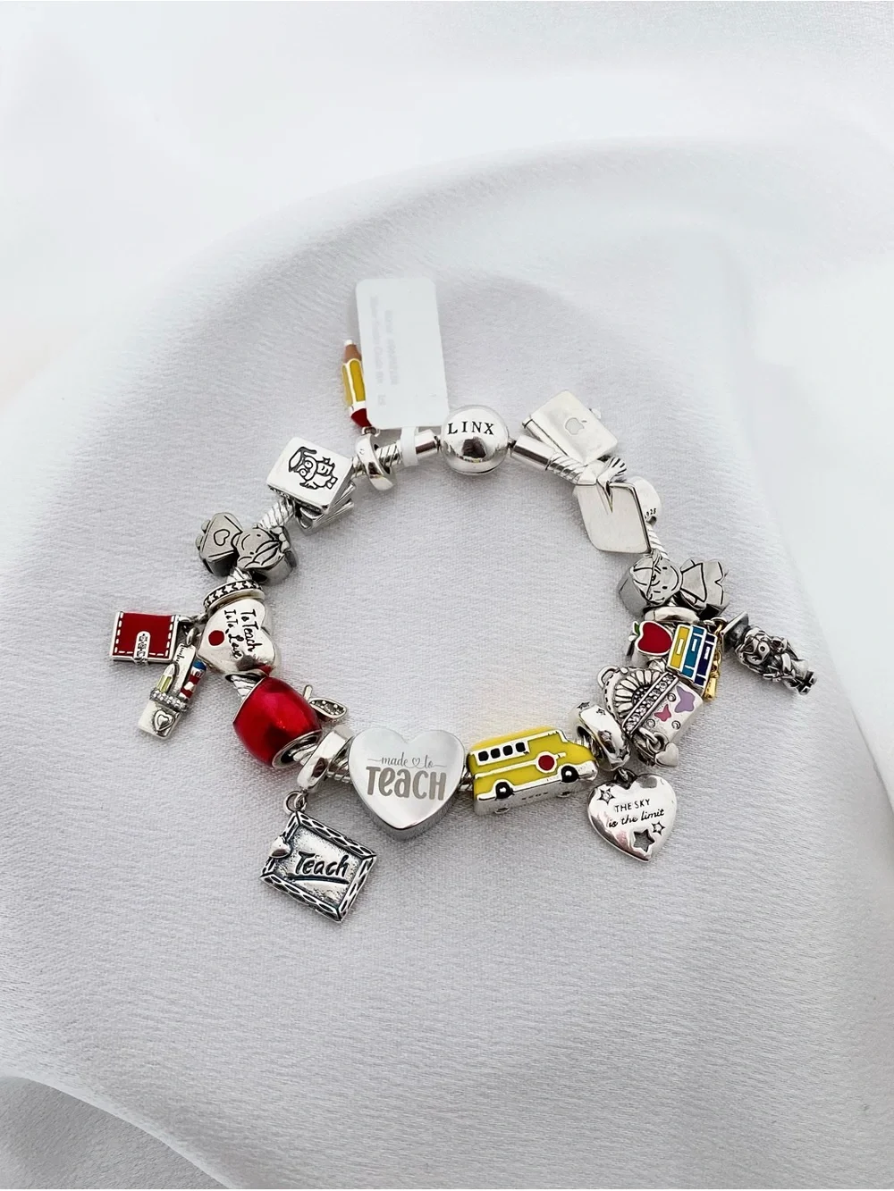 Linx Snake Chain Bracelet with Personalized Teacher Themed Charms